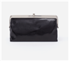 women's vintage leather clutch in black with nickel hardware and magnetic closure