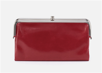 women's vintage leather clutch in Red with nickel hardware and magnetic closure