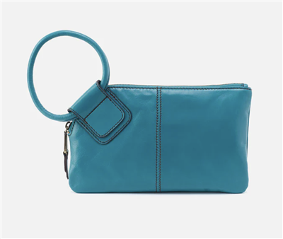 Women's HOBO Sable Clutch handbag in biscayne blue polished leather.