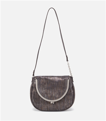 Women's metallic black shoulder bag with clasp closure from HOBO Bags.