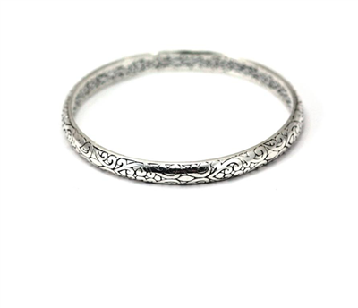 Indiri Collection Sterling Silver Filigree Carved Bangle Bracelet