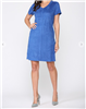 Ladies cobalt blue short sleeve faux suede dress.