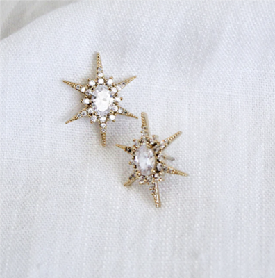 Gold and CZ Stud Earrings from Kinsey Designs