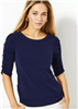 Lilly Pulitzer Navy Blue Knit Belden Top with Ruched Sleeve.