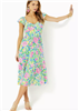 Lilly Pulitzer Bayleigh Flutter Sleeve Midi Dress in Multi Grove Garden Print.