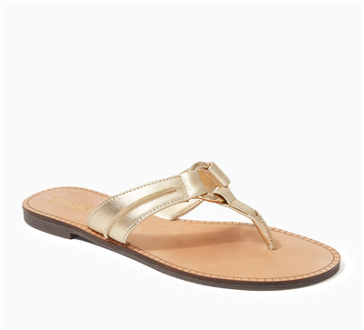 Women's Lilly Pulitzer metallic gold Leather flat slip on sandal.