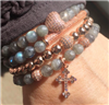 a set of 4 labradorite stretch bracelets with rose gold