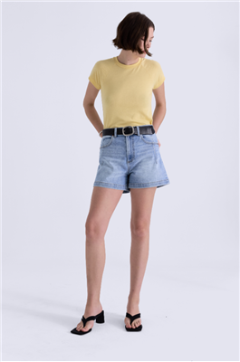 Pistola Denim Aoki High Rise A-Line Shorts Terrace