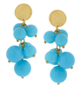 Ladies Gold & Aqua Multi Ball Earrings