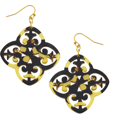 Women's Tortoise filigree dangle earrings