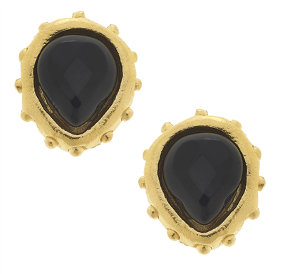 Susan Shaw Black teardrop Stud Earring