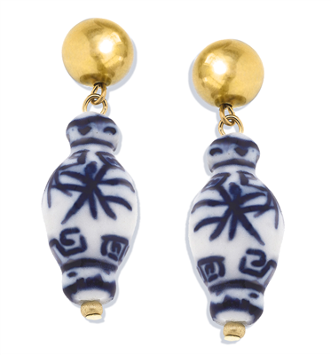 Women's Gold Earring with Porcelain
