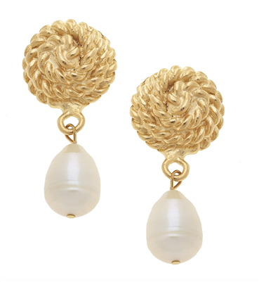 Women's pearl & gold clip earrings