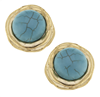 Ladies Gold & Turquoise Clip Earrings