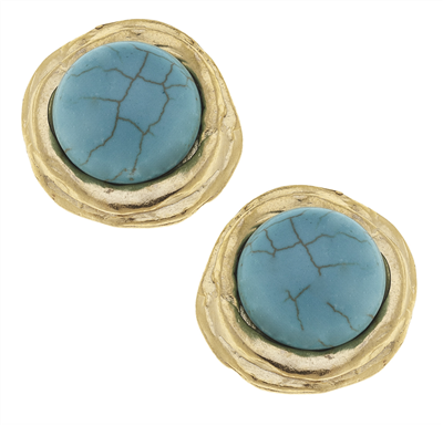 Ladies Gold & Turquoise Clip Earrings
