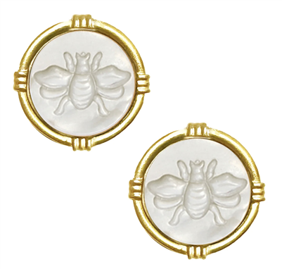 Susan Shaw Bee Mother of Pearl Earrings