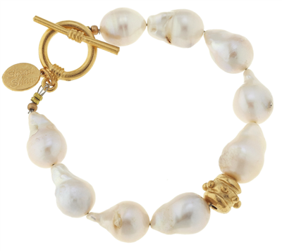 ladies white baroque pearl bracelet