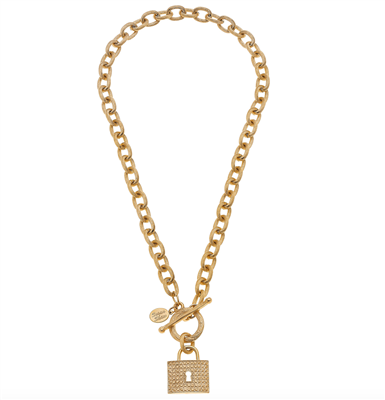 Ladies Gold Toggle Locket Necklace