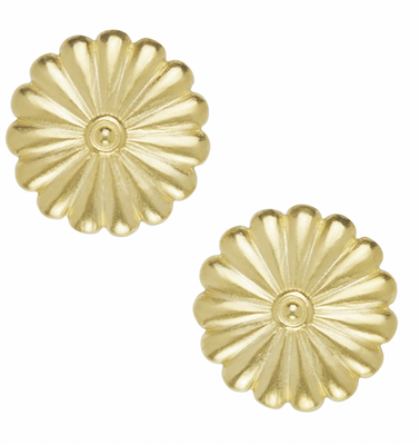 Large gold poncho statement stud earrings.
