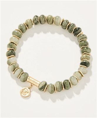 Silver Leaf Jasper 8mm Stretch Bracelet from Spartina 449