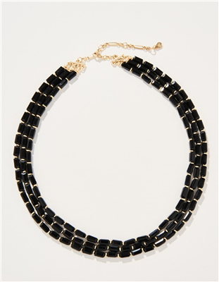 Women's 17 inch black bead necklace