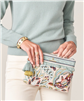 Women's cotton and jute embroidered top zip wristlet from Spartina.