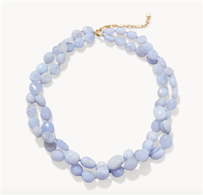 Ladies 18 inch blue chalcedony necklace.