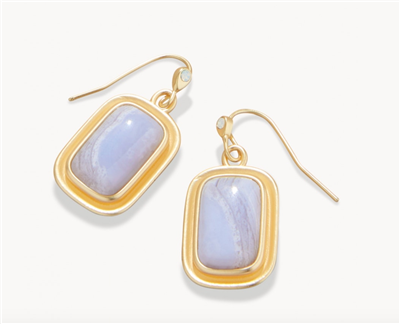 Ladies Blue Chalcedony dangle earrings on a french wire.