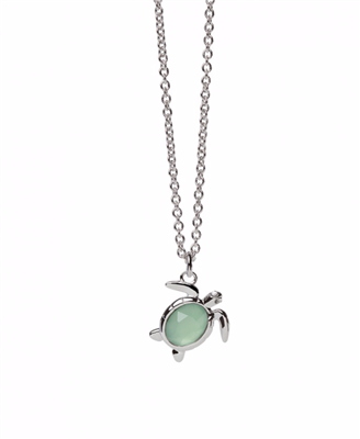 Women's silver 18 inch sea turtle necklace.
