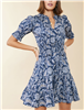 Spartina 449 Adelaide Smocked Dress Blooming Vines Navy