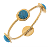 Women's gold bangle bracelet with turquoise.