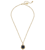 Women's 16" gold chain with jet black French glass pendant