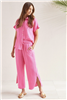 Tribal Jeans pink cotton gauze pants with wide leg