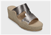 Vaneli Cyril Pebbled Leather Wedge Sandal Metallic Shell