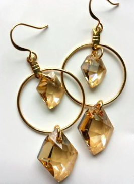 womens gold Swarovski mini hoop earrings