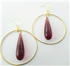 womens hoops with vintage amethyst lucite teardrops