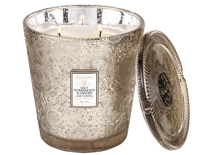 Voluspa Gilt Pomander & Hinoki 3 Wick Candle