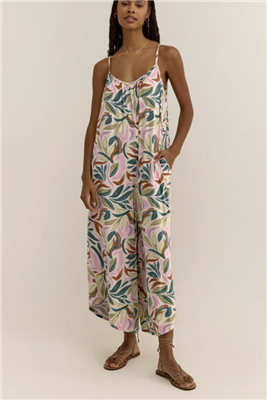 Z Supply Flared Jumpsuit Cantina Print Sandshell