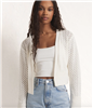 White Pointelle Cropped Cardigan Sweater