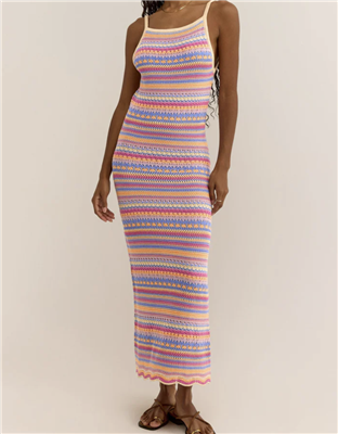 Z Supply Santa Cruz Crochet Knit Stripe Midi Dress