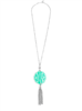 36 inch chain necklace with mint resin cutout pendant with silver hardware