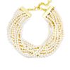 Women's 10 row faux cream Pearl Collar Necklace