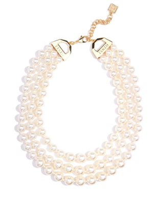 women's 17.5" 3 row beaded  Pearl Collar Necklace