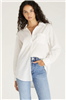 Women's oversized  cotton white long sleeve button front shirt.