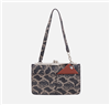 Pixel exotic print Leather Shoulder Bag with Clasp Closure