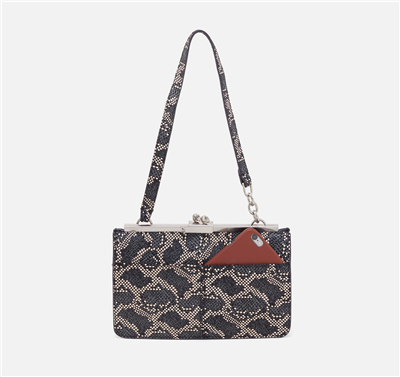 Pixel exotic print Leather Shoulder Bag with Clasp Closure