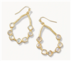 Women's matte gold and mother of pearl wire drop earrings .