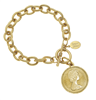 Gold chain bracelet with Queen Elizabeth coin.