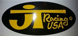 JT Racing oval decal sticker black / yellow