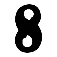 O'Brien Thin Motocross Number Sticker Black #8